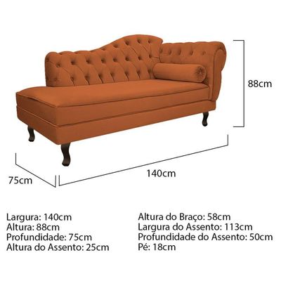 Kit Diva Recamier Diana 140Cm Lado Esquerdo E 02 Poltronas Julia Suede - Doce Sonho Móveis Terracota