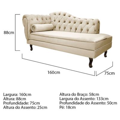 Kit Diva Recamier Diana 160Cm Lado Direito E 02 Poltronas Julia Corano - Doce Sonho Móveis Bege
