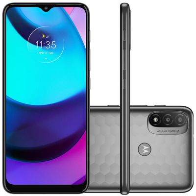 Celular Motorola Moto E20 Cinza 32GB Tela 6.5" 2GB RAM Câmera Dupla 13MP + 2MP