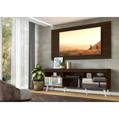 Rack com Painel TV até 65" Espelho e Pés Retrô Multimóveis