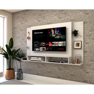 Painel Tv até 60" com Prateleiras de Vidro Braga Multimóveis