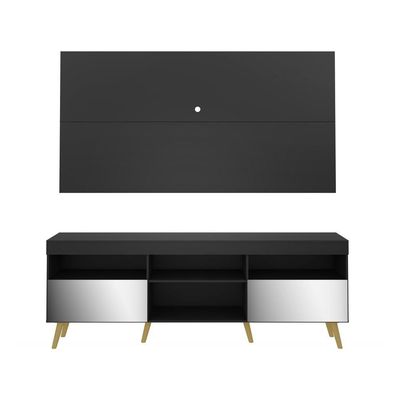 Rack com Painel TV até 65" Espelho e Pés Retrô Multimóveis