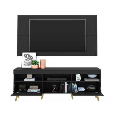 Rack com Painel TV até 65" Espelho e Pés Retrô Multimóveis
