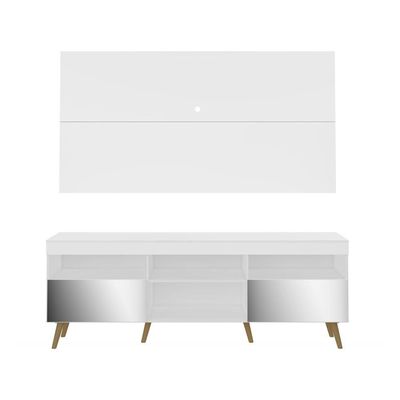 Rack com Painel Tv até 65" Espelho e Pés Retrô Multimóveis
