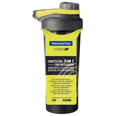 Coqueteleira Tramontina Power Up 3 em 1 com Corpo em Copopoliéster e Misturador de Aço Inox