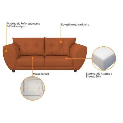 Sofá 2 Lugares Tulipa Suede - Amarena Móveis Terracota
