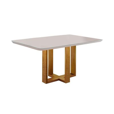 Conjunto Sala De Jantar Mesa E 4 Cadeiras Berlim Bege Móveis Mix Mel/Bege