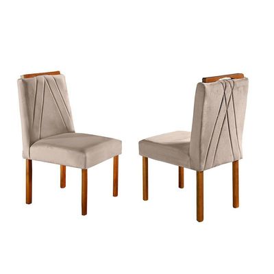 Conjunto Sala De Jantar Mesa E 4 Cadeiras Berlim Bege Móveis Mix Mel/Bege