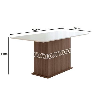 Conjunto Sala De Jantar Mesa Agata 6 Cadeiras Jade Poliman Amêndoa Com Off White