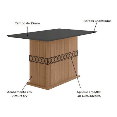 Conjunto Sala De Jantar Mesa Agata 4 Cadeiras Jade Poliman Carvalho Com Grafite