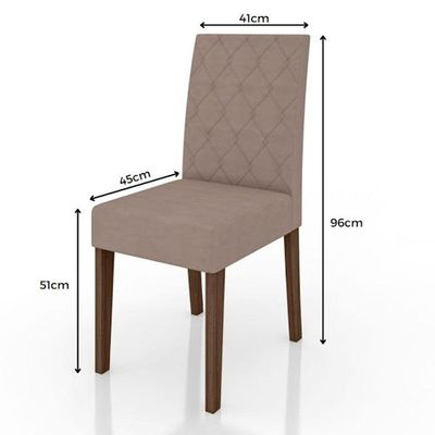 Conjunto Sala De Jantar Mesa Agata 6 Cadeiras Jade Poliman Amêndoa Com Off White