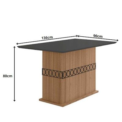 Conjunto Sala De Jantar Mesa Agata 4 Cadeiras Jade Poliman Carvalho Com Grafite