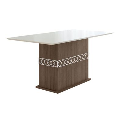 Conjunto Sala De Jantar Retangular Mesa Agata 160cm E 06 Cadeiras Josi Amêndoa Com Off White