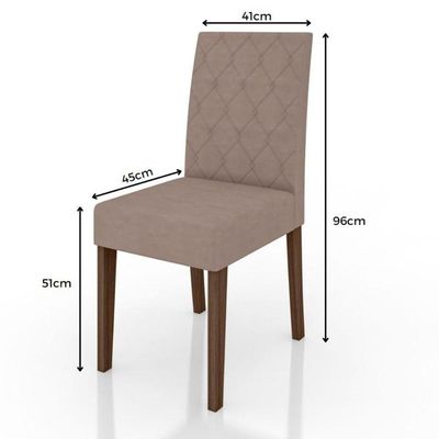 Conjunto Sala De Jantar Retangular Mesa Kate 120cm E 04 Cadeiras Jade Poliman Móveis Amêndoa