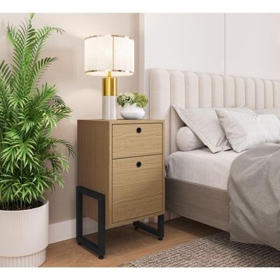 Conjunto De Mesa De Cabeceira Pilot 2 Gaveta Avela Preto