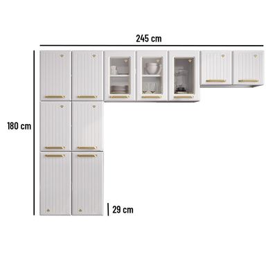 Cozinha De Aço Compacta Telasul Diamante C/ Vidro 3Pçs Branco