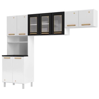 Cozinha De Aço Compacta Telasul Diamante 3Pçs Branco/Preto