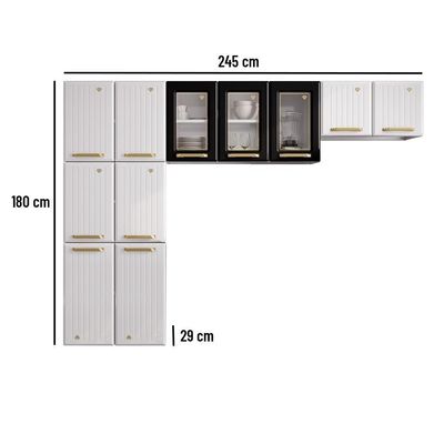 Cozinha De Aço Compacta Telasul Diamante C/ Vidro 3Pçs Bco/Pto