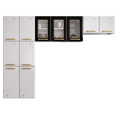 Cozinha De Aço Compacta Telasul Diamante C/ Vidro 3Pçs Bco/Pto