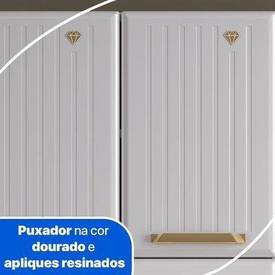 Cozinha De Aço Compacta Telasul Diamante C/ Vidro 3Pçs Bco/Pto