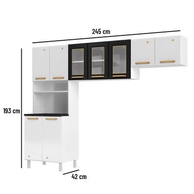 Cozinha De Aço Compacta Telasul Diamante 3Pçs Branco/Preto