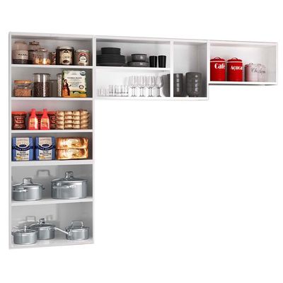 Cozinha De Aço Compacta Telasul Diamante C/ Vidro 3Pçs Bco/Pto