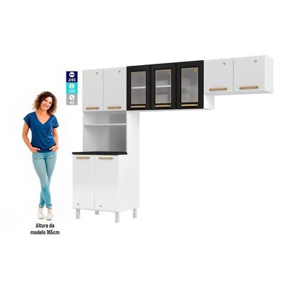 Cozinha De Aço Compacta Telasul Diamante 3Pçs Branco/Preto