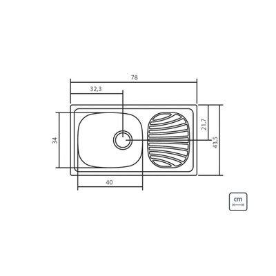 Cuba de Sobrepor Tramontina Alpha Inox Pré Polido 78 x 43 cm com Válvula 93840602