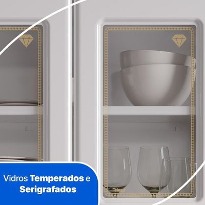 Cozinha De Aço Compacta Telasul Diamante C/ Vidro 3Pçs Branco