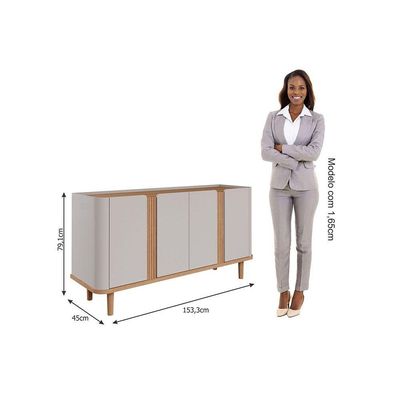 Buffet de Sala Jantar Eva 4 Portas Off White/Nature - Cimol