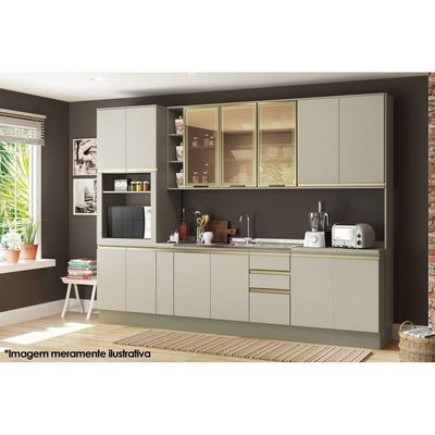 Armário Aéreo p/ Cozinha  Connect c/ 3 Portas de Vidro 120cm Duna - Henn