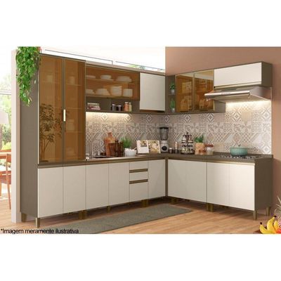 Gabinete de Cozinha Modulado Balcão Connect 2 Portas c/ Tampo Duna/Cristal - Henn