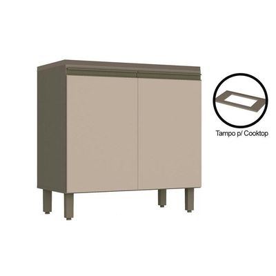 Gabinete de Cozinha Modulado Balcão Connect 2 Portas c/Tampo p/ Cooktop Duna/Cristal - Henn