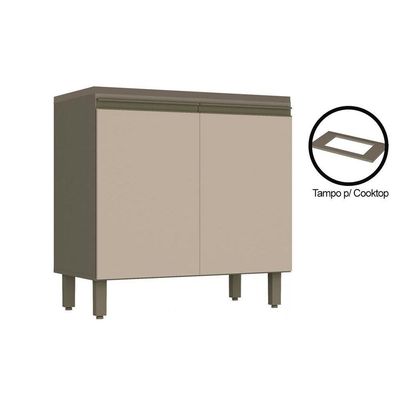 Balcão de Cozinha  Connect c/ 2 Portas c/Tampo p/ Cooktop Duna/Cristal - Henn