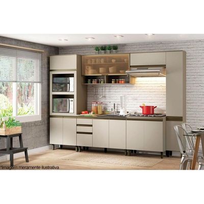 Balcão de Cozinha  Connect c/ 2 Portas c/Tampo p/ Cooktop Duna/Cristal - Henn