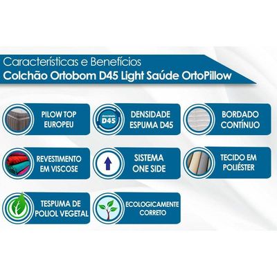 Cama Box Baú Queen: Colchão Espuma Ortobom D45 Light Saúde OrtoPillow + Base CRC Suede Gray(158x198)