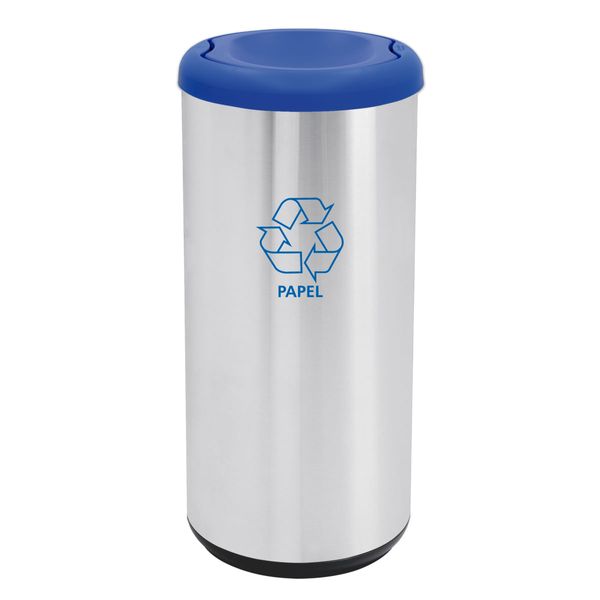 Lixeira Inox Tramontina Piemonte 40 Litros Acetinado Tampa Basculante Azul em Polipropileno
