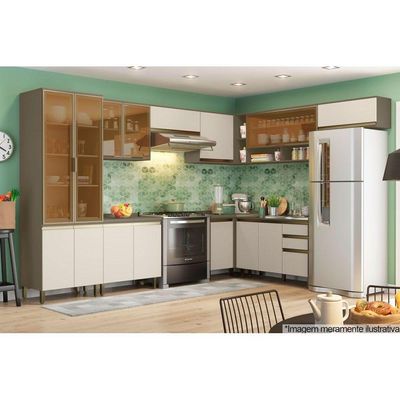 Balcão de Cozinha Modulado  Canto Reto Connect 1 Porta c/Tampo Duna/Cristal - Henn