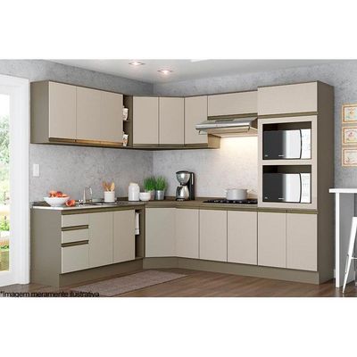 Gabinete de Cozinha Modulado Balcão c/ Porta Toalha Connect c/Tampo Duna/Cristal - Henn