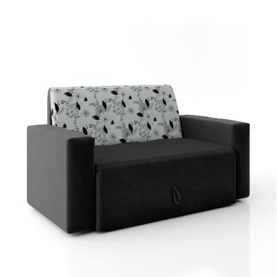 Sofá-cama 2 Lugares Pratik 5000 Suede Preto/Cinza