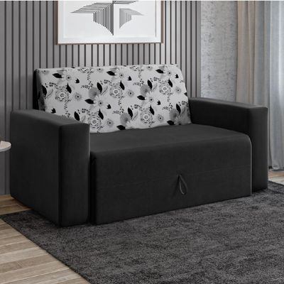 Sofá-cama 2 Lugares Pratik 5000 Suede Preto/Cinza