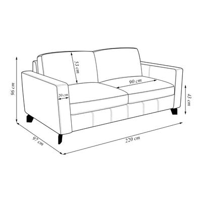 Sofá Sala De Estar Living 3 Lugares 220cm Presley Pés Madeira Couro Bege G52 - Gran Belo