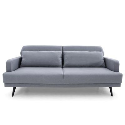Sofá-Cama 3 Lugares Mh-1605 Herval Com Usb Linho Cinza Escuro C1