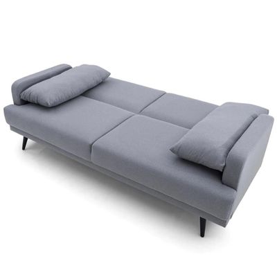 Sofá-Cama 3 Lugares Mh-1605 Herval Com Usb Linho Cinza Escuro C1