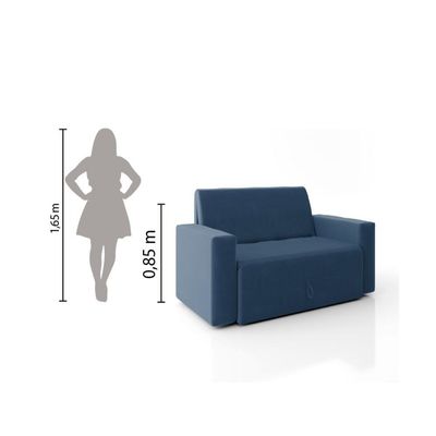 Sofá-cama 2 Lugares Pratik 5000 Mamflex Azul Suede Azul