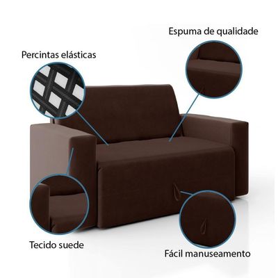 Sofá-cama 2 Lugares Pratik 5000 Mamflex Marrom Suede Marrom