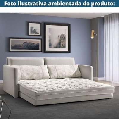 Sofá-Cama 3 Lugares Mh-1606 Herval 176 Cm Colchão Casal Linho Cinza C1