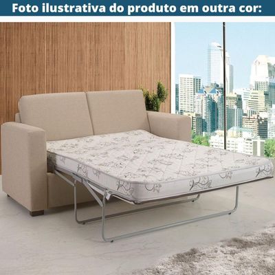 Sofá-Cama 3 Lugares Mh-1174 Herval 201 Cm Colchão Casal Linho Marrom A Pé Madeira Amêndoa
