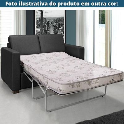 Sofá-Cama 3 Lugares Mh-1174 Herval 201 Cm Colchão Casal Linho Marrom A Pé Madeira Amêndoa