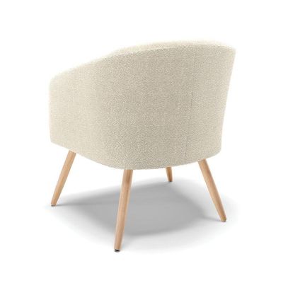 Kit 1 Sofá Namoradeira E 2 Poltronas Stella Bouclê Pés Palito Natural D'rossi Cor Bege